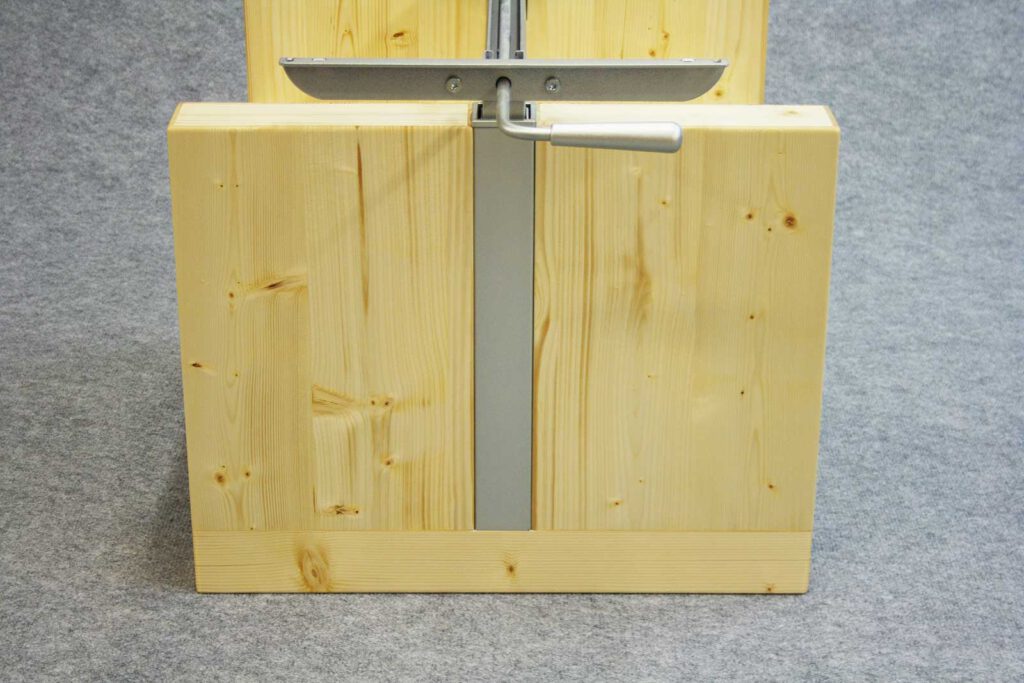 Tischgestell für Sofatisch aus Holz und Stahl stufenlos höhenverstellbar