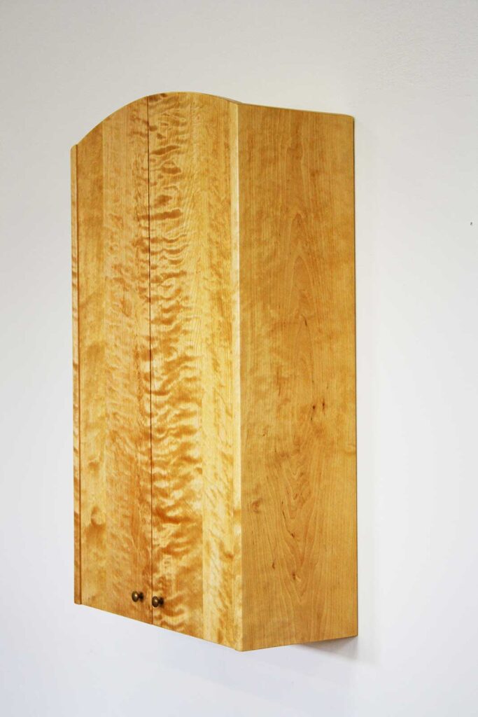 Hausapothekenschrank, kleiner Hängeschrank aus Holz für die Hausapotheke, Seitenansicht